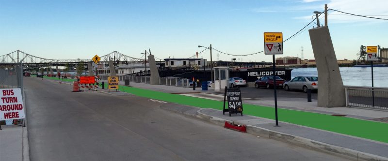 Riverfront trail with continuous bike trail